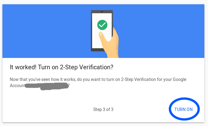 Turn On 2 Step verification