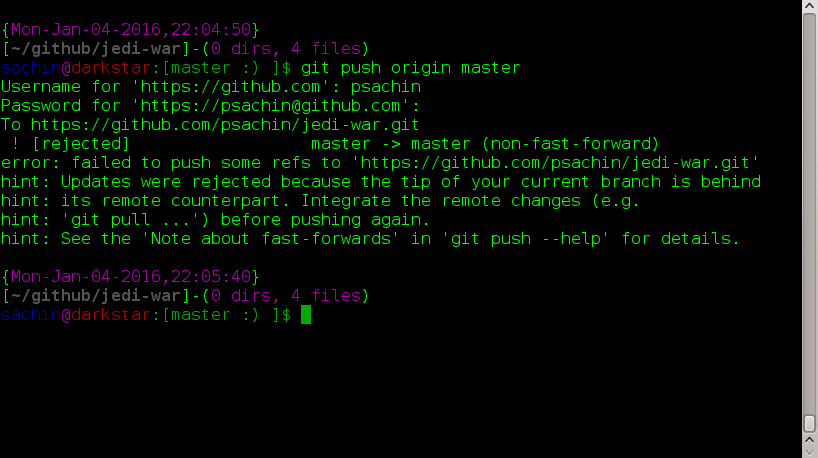 'git push' throws error