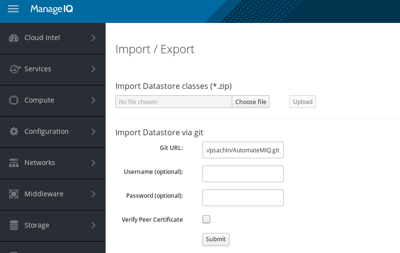 Use Automate git to manage datastore