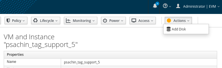 Add disk button on VM's summary page