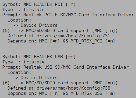 Linux kernel 3.19.0. Result of 'MMC'